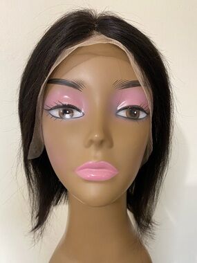 NEW 10" HD Lace Front Bob Wig 13x4 Pre-Plucked Straight Black Human Hair Wig